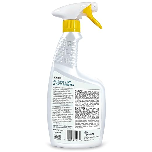 CLR PRO Calcium, Lime & Rust Remover - Quickly Removes Calcium and Lime Deposits, Stubborn Rust Stains, and Household Hard Water Deposits (32 Ounce Spray (Pack of 6))