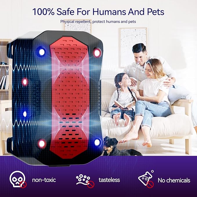 Ultrasonic Rodent Repellent, Plug-in Mouse Rat Pest Bat Squirrels Skunks Repellent for Car with Battery Powered Under Hood, Keep Mice Out of Cars Engines, Indoor, Outdoor, Garage, Room