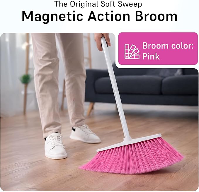Soft Sweep Broom The Original Soft Sweep Magnetic Action Broom - 2 Pink Brooms