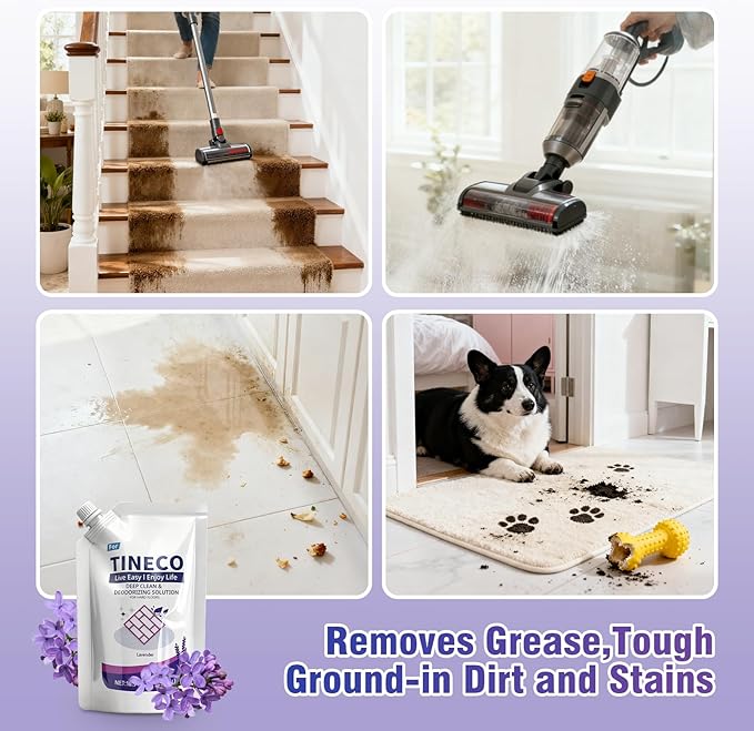 Floor Lavender Cleaning Solution 2 bags Refill, Compatible with Tineco All Series Robot Vacuum Cleaner, Eco-Safe, Streak-Free Formula for Hard Floors, Pet & Kid Friendly