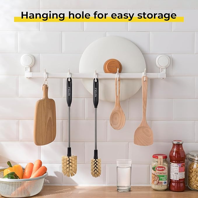 2-in-1 Water Bottle Brush, Water Bottle Cleaner & Straw Brush Cleaning Scrubbing Brush 15 in Long Bottle Brush Detachable Head Multi-Function Cleaning Brush Homework Cleaning Brushe