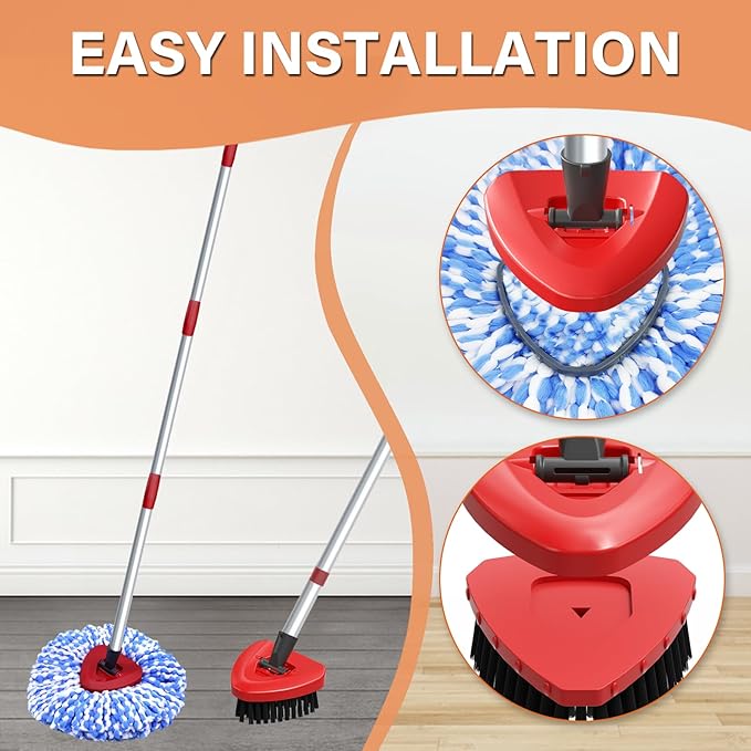 5 Pack Spin Mop Head Replacement for O Cedar RinseClean 2-Tank System,Include 4 Mop Replace Heads + 1 Upgrade Scrubber Brush, 100% Microfiber Mop Refills Deep Cleaning Machine Washable