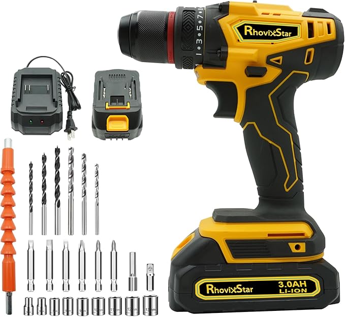 20V MAX Cordless Drill, Power Tool Combo Kit with 1x Battery and Charger, 23pcs Drill Bits, Variable Speed, for DIY/Wood/Wall/Metal/Home Repair