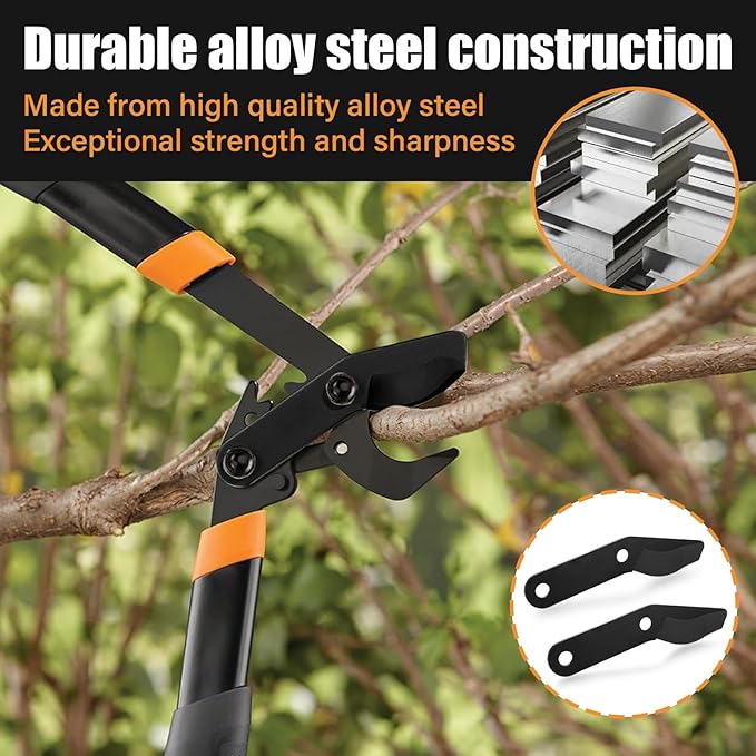 Steel Lopper Replacement Blade for Fiskars 32 Inch Bypass Lopper, 2 PCS Large Pruner Blades for Branch Cutting Gardening Tools, Black