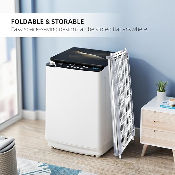 Clothes Drying Rack, Foldable Laundry Rack for Indoor Outdoor, 10pcs Sock Clips, Collapsible Space-Saving Drying Rack for Clothes Towels Dolls, White
