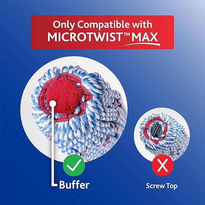 O-Cedar MicroTwist MAX Microfiber Twist Mop with 2 Extra Refills | Features Hands-Free Wringing | Extra Large 18-Inch Mop Head | Safe on All Floor Types,Red