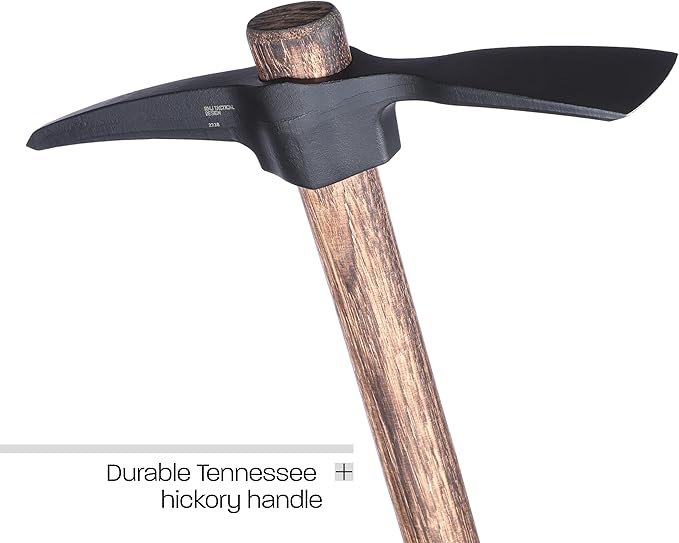 CRKT Chogan Mattock Outdoor Survival Axe: 1055 Carbon Steel Plain Edge Blade, Tennessee Hickory Handle, 2738