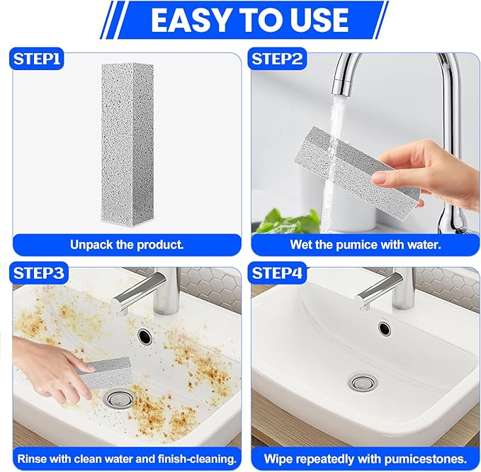 6 Pack Pumice Stone Toilet Bowl Cleaner, Pumice Stone for Cleaning, Powerfully Cleans Toilets, Bathtubs, Grills, Swimming Pools, Sinks