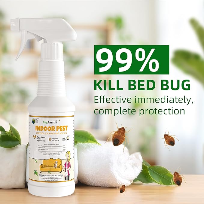 Bed Bug Spray 16 Oz, Carpet Beetle Killer, Indoor & Outdoor Bug Control for Bug Egg, Mite, Ant, Spider and Flea, Plant Extract Based Non Toxic Bed Bug Killer, Child & Pet Safe