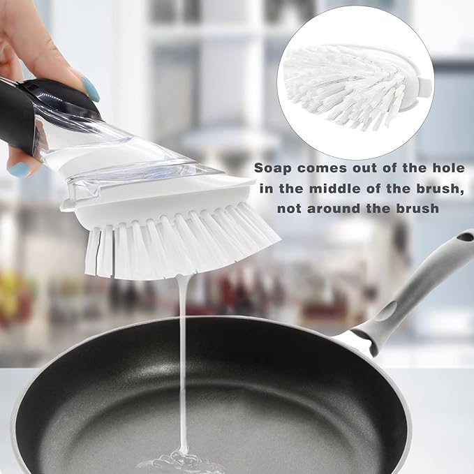 Brush Refills for OXO Dish Brush - 6 Pack Dish Brush Cleaning Soap Dispensing Head Replacement for Scrubber (White)