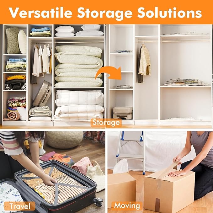 GONGSHI Vacuum Storage Bags, Space Saver Seal Bags For Clothing, Blankets, Comforters, Pillows, Clothes Storage,Travel Luggage.16 Combo