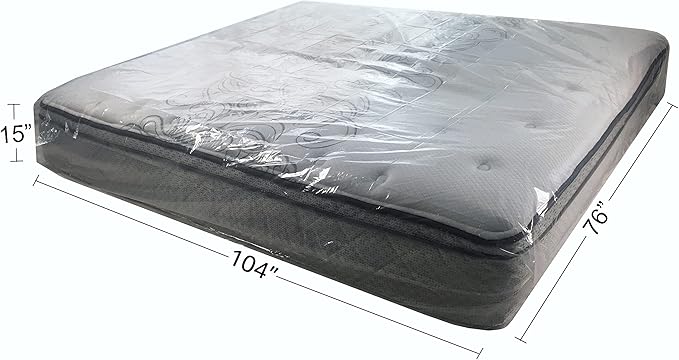 Uboxes King Mattress Poly Covers, 76 x 15 x 104 inch, 2 Count (Pack of 12), Clear