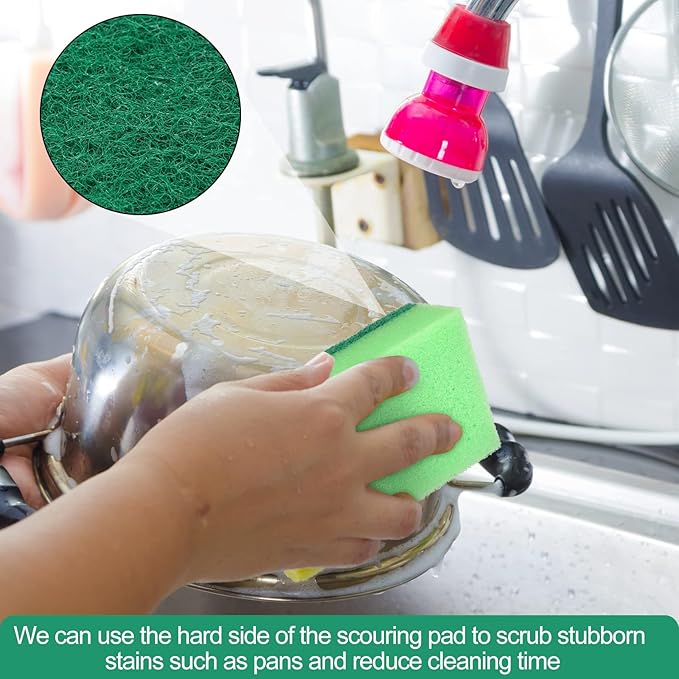 Patelai 100 Pcs Heavy Duty Sponges Kitchen Bulk Dish Sponges Cleaning Scrub Sponge Abrasive Scrubber Sponge Non Scratch Scouring Absorbent Dish for Washing Kitchen Assorted Colors