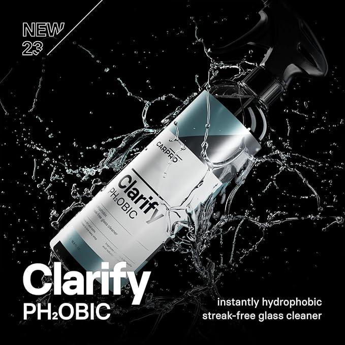 CARPRO Clarify PH₂OBIC- Glass Cleaner & Water Repellent, Streak-Free Rain Repellent - Safe on Interior and Exterior Glass & Windshield - Hydrophobic Slickness Reduce Wiper Chatter - 500mL (17oz)