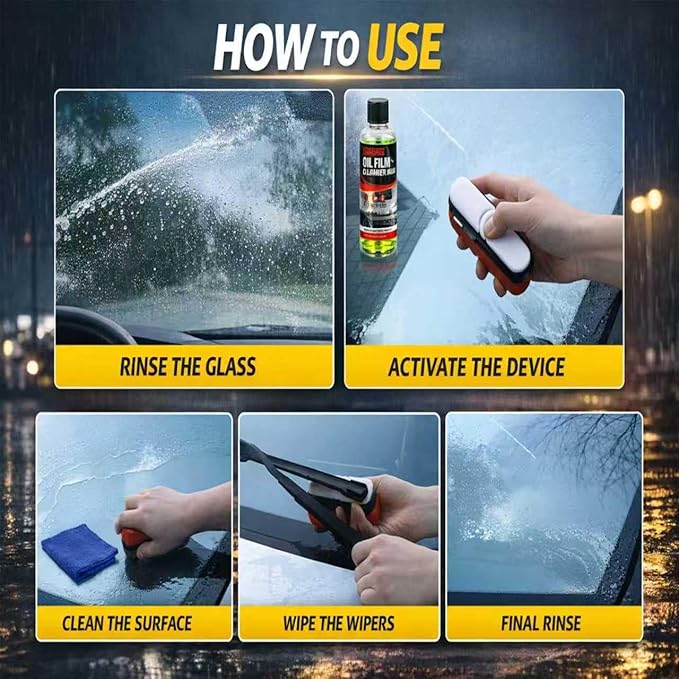 2 pcs Clear Vision Windshield Cleaner,Automotive Oil Film Cleaning Brush, Car Glass Cleaning Brush for Windshield, Windows and Mirrors,Strong Cleaner Improves Driving Clarity & Visibility