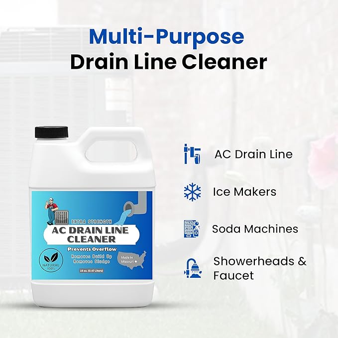 AC Drain Line Cleaner – Extra Strength | Clears Clogs & Buildup in HVAC A/C & Condensate Drain Lines | Safe & Effective AC Line Cleaner for Ice Machines Soda Machines & More (1 Pack - 6 Month Supply)