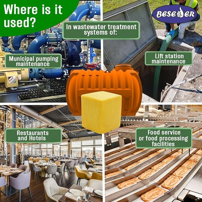 Grease Trap Cleaner cubes for wastewater treatment from grease and oil, 4bln. CFU/g (4 cubes x 2 pounds = 8 pounds)