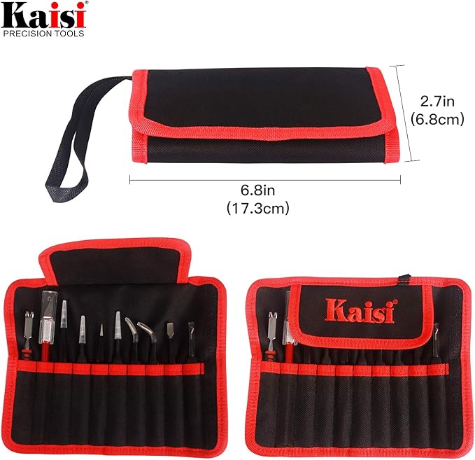 Precision Tweezers Set, Kaisi 10 PCS ESD Tweezer Set, Anti-Static Stainless Steel Tweezers Kit Curved Tweezers for Craft, Jewelry, Electronics, Laboratory Work