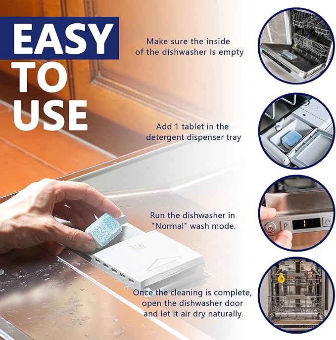 Dishwasher Cleaner and Deodorizer Tablet - 6 Tablets Deep Cleaning Descaler for Dishwasher Machine - Remove Limescale