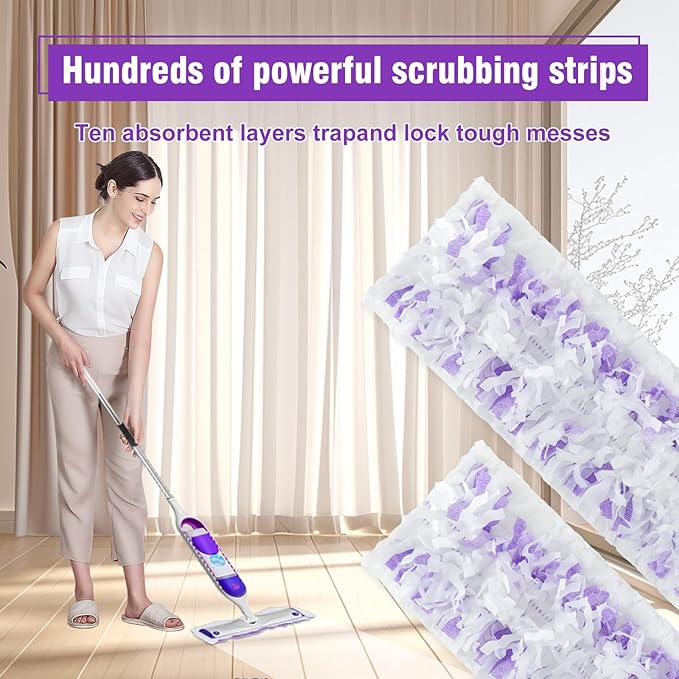 60 Pack Power Mop Refill Pads for Swiffer Power Mop, Disposable Swifter Wet Pad Refills for Swiffer, Replacement Spray Wet Pads Refills for Multi-Surface&Wood Floor Cleaning