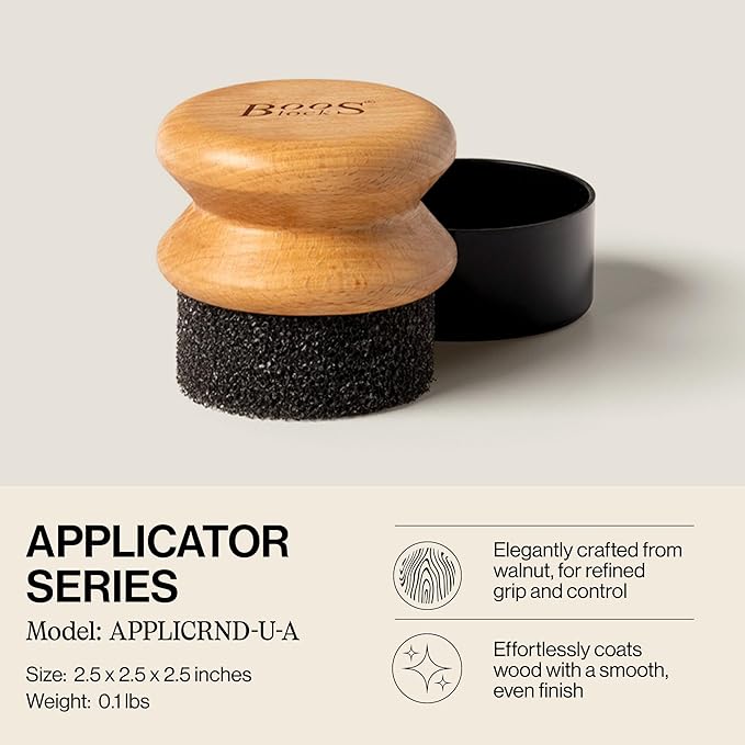 John Boos 2-Piece Care Set, 16 oz Mystery Oil & Round Beechwood Applicator - All-Natural Maintenance Formula for Butcher Blocks, Cutting Boards, Wooden Countertops & Wood Utensils