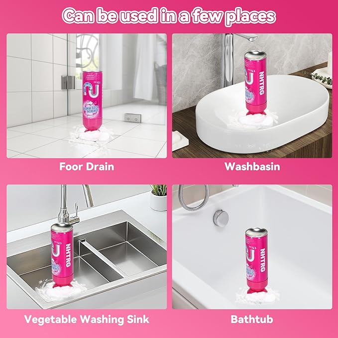 Foaming Drain Cleaner, Sink Cleaner and Deodorizer, Drain Clog Remover for Kitchen Sinks, Tubs, Shower Drains (2 Pcs)