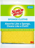 Scotch-Brite Reusable Sponge Cloths (2-Pack) – Highly Absorbent, Washable Multi-Purpose Cleaning Cloths