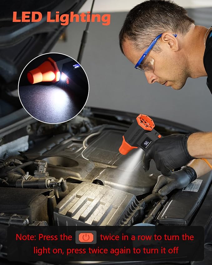 Compressed Air Duster, 120,000RPM Electric Air Duster, 4 Speeds Powerful Brushless Motor with LED Light, Rechargeable Cordless Air Blower for Computer, Keyboard, Car, Home