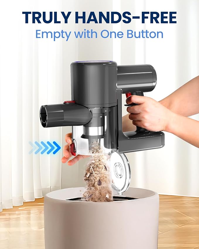 Zynet S8 Cordless Vacuum Cleaner, 500W/45KPA/40Mins Lightweight Stick Vacuum for Home, LED Display and Green Headlights, 6-Stages Filtration, Self-Standing Vacuum for Hard Floor, Carpet and Pet Hair