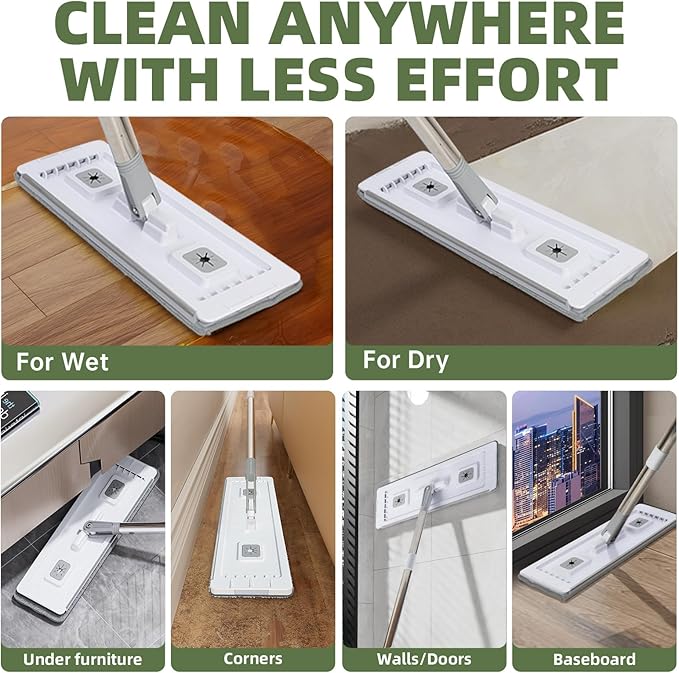 Flat Mop Pads 6pcs for Mop and Bucket Set with Wringer Replacement Microfiber Cloths Compatible with Floor Cleaning Mop Bucket Set - 15.7" X 4.5"