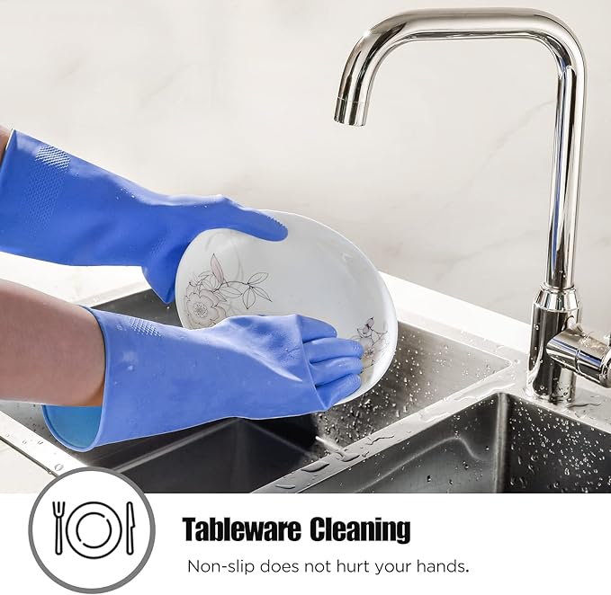 Rubber gloves dishwashing 2 or 4 Pairs for Kitchen,Cleaning gloves for household Reuseable.