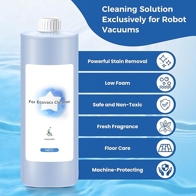 1L Multi-Surface Floor Cleaning Solution for Ecovacs Deebot T30S COMBO/T30S/X2 COMBO/X2 OMNI/T20 OMNI/X1 OMNI/X1 TURBO/T10 OMNI/X9 PRO OMNI/X11/N20/N30/X5/X8/T50/T80/T30C/N9+ Robot Vacuum Cleaner