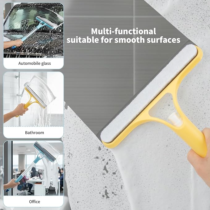 3 in 1 Window Cleaning Scraper, Spray Squeegee, Mirror Cleaner Tool, 3 in 1 Squeegee for Shower Glass, Squeegee with Sprayer, Shower Squeege, Squeegee and Scrubber with Spray, for Mirrors, Bathroom