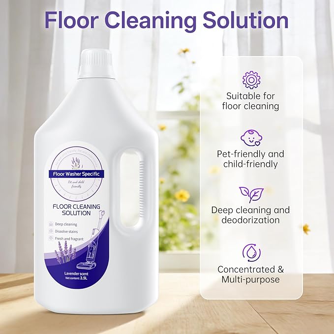 Floor Cleaning Solution Compatible With Tineco/Bissell/Dreame And Shark, Fragrance Deodorization, Deep Cleans for Multiple Hard Floors, Suitable With Cordless Wet/Dry (【Lavender】, 2.51 Liter)