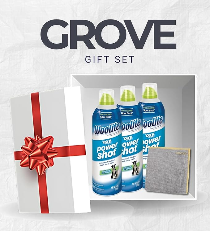 Power Shot Fresh Scent Cleaner 14 oz Liquid Bundle with Microfiber Cloth – Removes Tough Stains and Freshens Carpets and Rugs – Gift Set (4 Items)