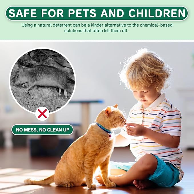 Rodent Mouse Repellent 42 Pieces, Peppermint Oil Moth Balls for Mice Rats Deterrent, Natural Pest Control Pouches for Chipmunks, Squirrels, Safe for Humans & Pets, Skunks, Indoor and Outdoor Use