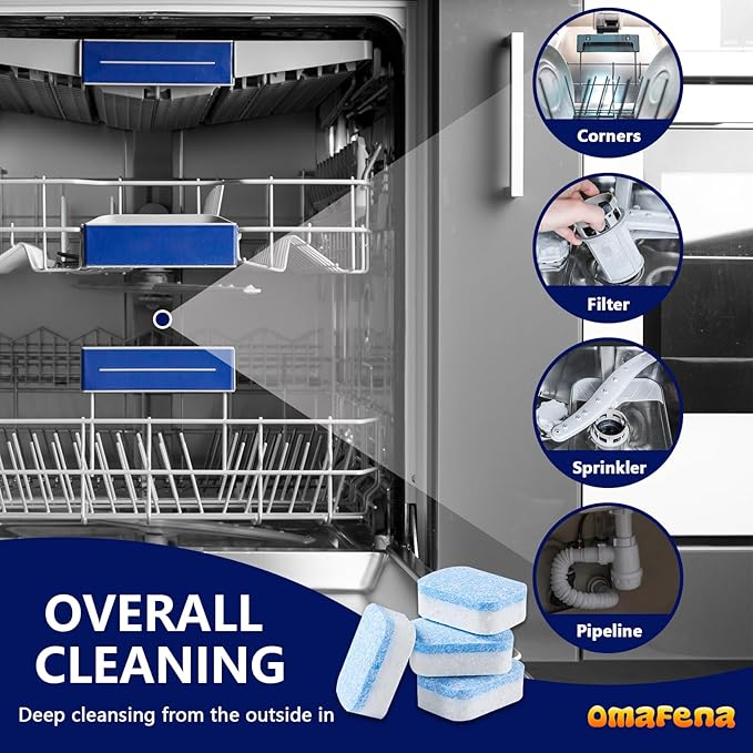 Dishwasher Cleaner and Deodorizer Tablet - 6 Tablets Deep Cleaning Descaler for Dishwasher Machine - Remove Limescale