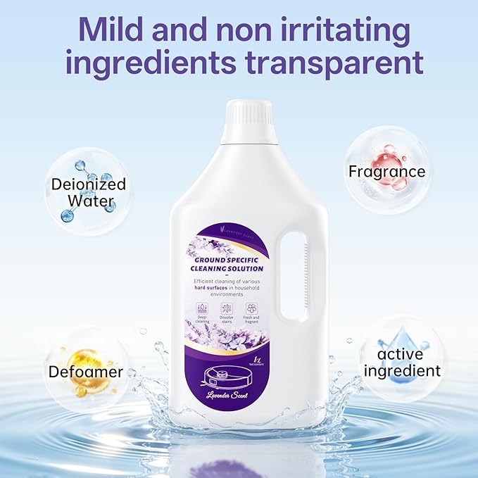 1L Floor Cleaning Solution Compatible with Roborock/Eufy/iRobot/Ecovacs/Dreame/Shark, Fragrance Deodorization, Deep Cleans for Multiple Hard Floors (1 Liter, 【Lavender】)