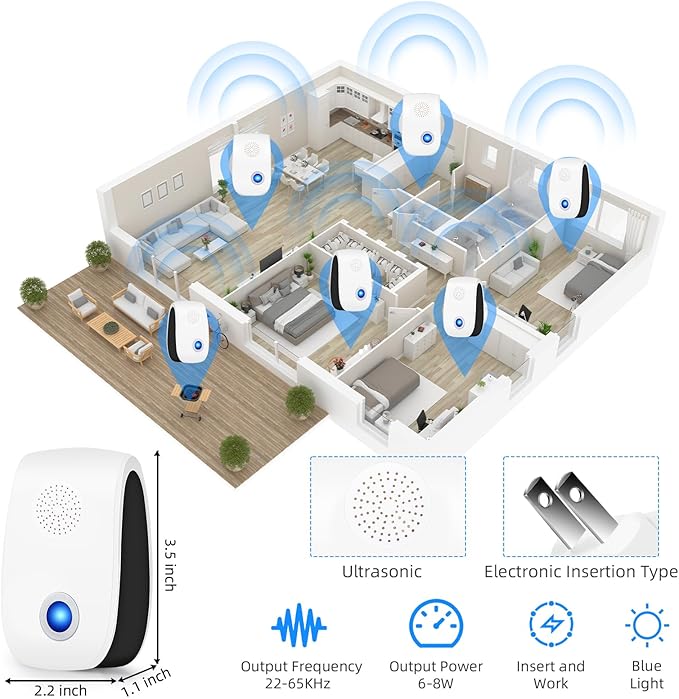 Ultrasonic Pest Repeller, 8 Pack Rodent Repellent Plug in Mice Repellent Indoor, Pest Defense Plug in Device, Bye Critter Sonic Pest Control for Mice Rat Roach Cockroach Spider Bug Insect
