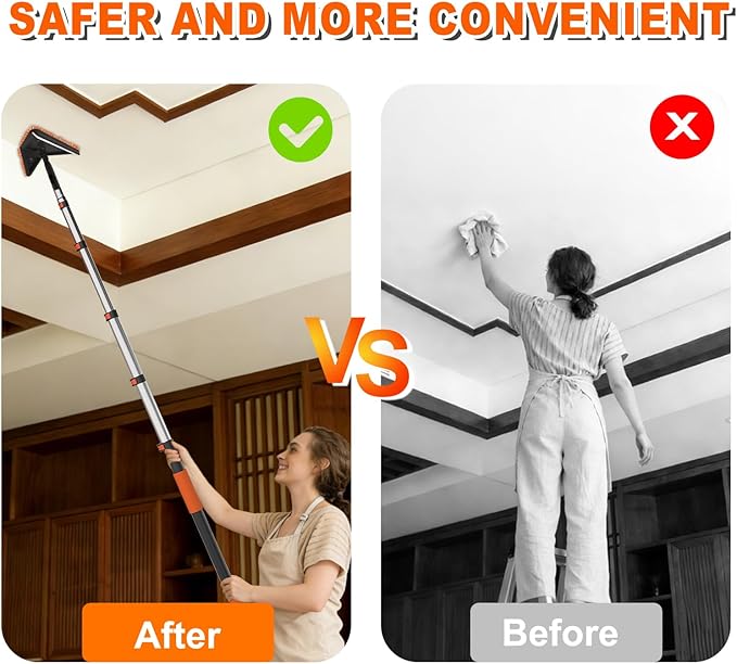 30FT Reach Duster Cleaner Kit, Dusters for Cleaning with Extension Pole, Baseboard & Wall and Window Cleaner Mop for Fan Blades, High Ceiling and Cobweb