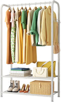 SINGAYE Clothing Racks Portable for Hanging Clothes Garment Rack Heavy Duty Clothes Rack Storage Coat Hanger Stand Portable Closet to Hang with Shelves Wardrobe Standing Organizer Drying White