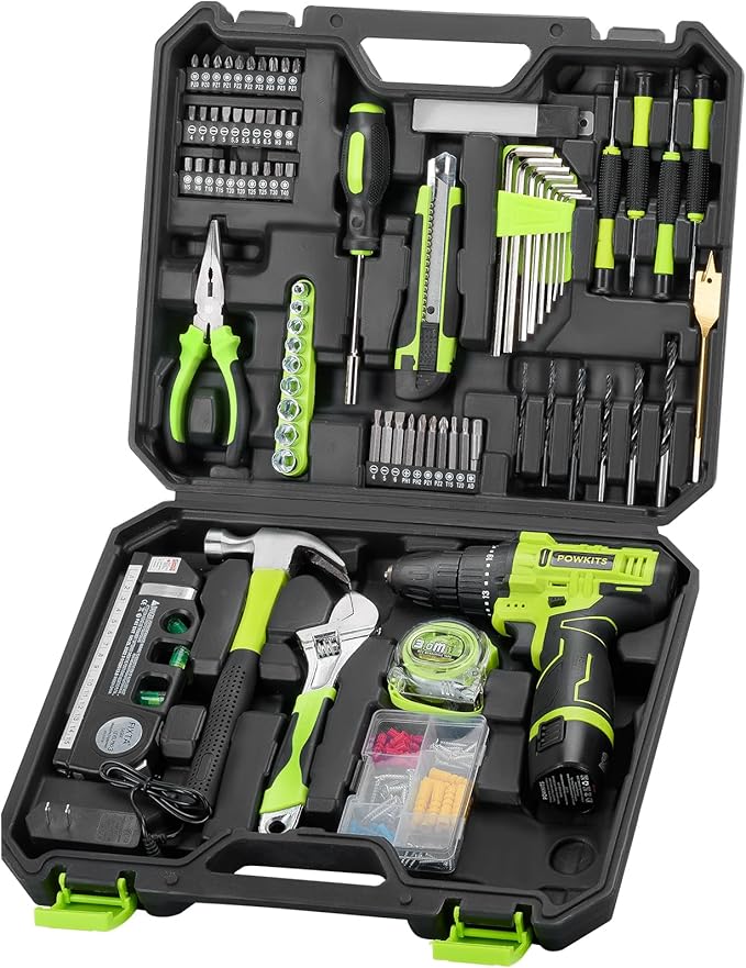 Cordless Drill Tool Set: 12V Power Drill Tool Kit with Battery & Charger, Portable Household Basic Drills Case for Men & Women, Homeowner, Diyer, Handyman, 142 Piece