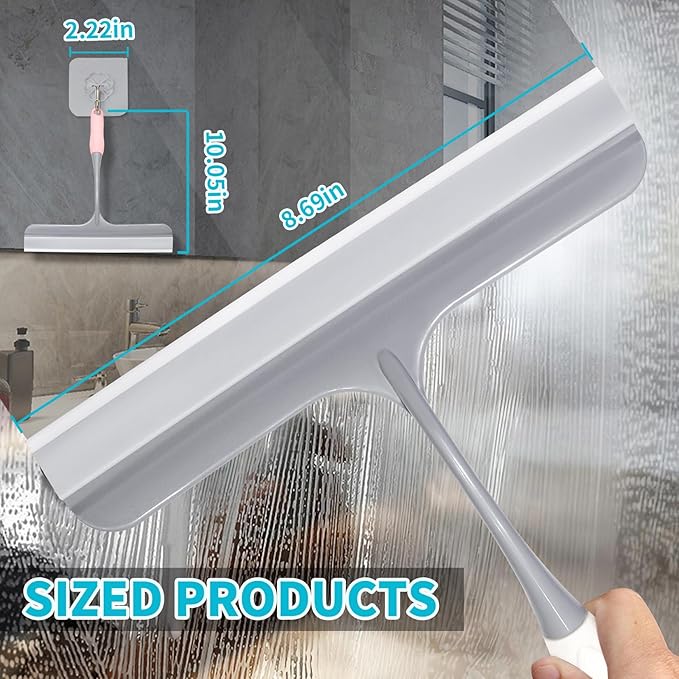 3pcs mini Squeegee Shower Squeegee for Glass Doors, with 3 Adhesive Hooks, Squeegee for Shower Glass Window Cleaning Squeegee Glass Shower Door for Car Window Wiper Mirror Windshield