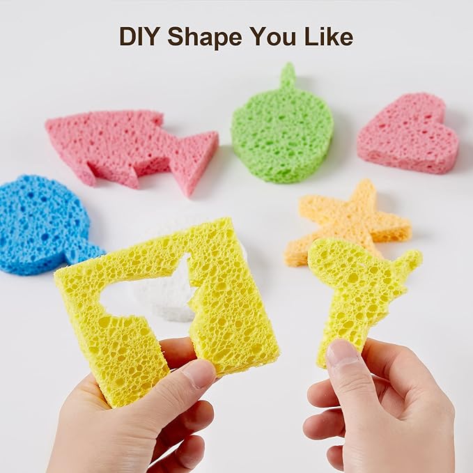 JOYMOOP Dish Sponge Scrubber, Cellulose Sponges Kitchen for Non-Scratch Washing Dishes, Household Cleaning Scrub Natural Sponge, Pack of 36 Colorful Sponges