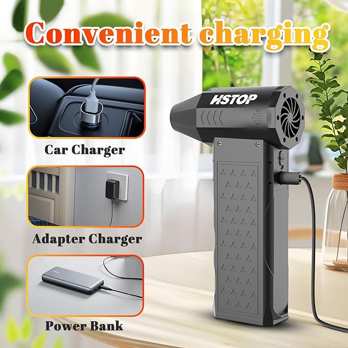 Compressed Air Duster, 260000RPM Mini Electric Dust Blower, Rechargeable Air Blower with 2 LED Lights, 4-Gear Adjustable Compressed Air Cleaner for PC, Cool Gadgets for Men