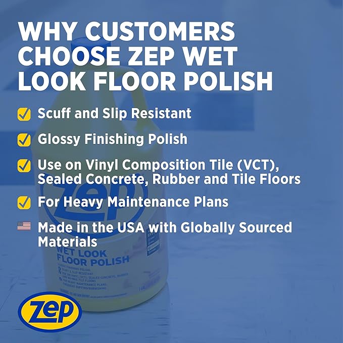 Zep Zuwlff5g Wet Look Floor Finish, 5-Gals. Floor Cleaner, Stripper & Polish