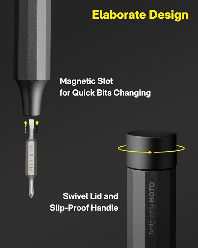 HOTO 24 in 1 Multi Bit Mini Screwdriver Set Magnetic, Manual Precision Screwdriver Set, EDC Pen Screwdriver for Eyeglasses, Electronics, Watches, Phones, Laptops, Cameras, Gadgets for Men, Slate Grey