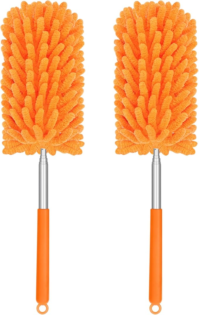 Mini Duster for Cleaning, 360° Bendable Hand Dusters with Extension Pole, Washable Small Duster for Car Interior, Office, Furniture