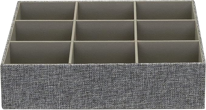 Household Essentials 3 Piece Drawer Organizers Starter Set, Customizable Inserts, Large Tray and 2 Small Trays, Graphite