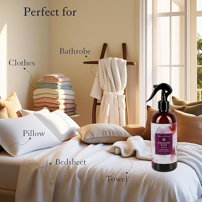 Abbey & Sullivan Linen Spray, Hawaiian Rain, Fabric Freshener and Fragrance Room Spray, Pack of 2, 16 oz